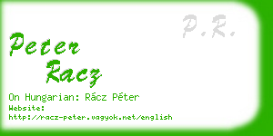 peter racz business card